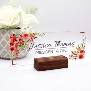 Flower Print Office Name Plate